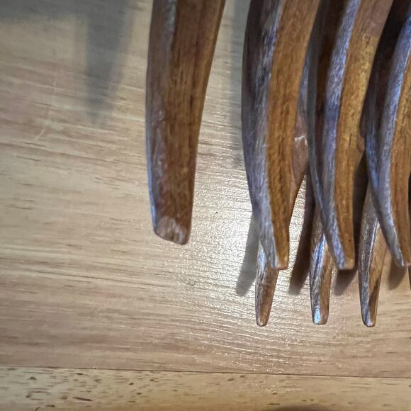 Vintage monkey pod wood salad bowl set-10 serving bowls natural wood kitchen MCM - Picture 10 of 11